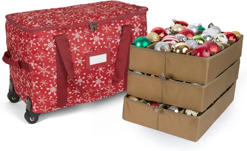 Vista 14 de Covermates Keepsakes Bolsa de almacenamiento ajustable para adornos, con asas de transporte, protección acolchada, ruedas dobles, almacenamiento