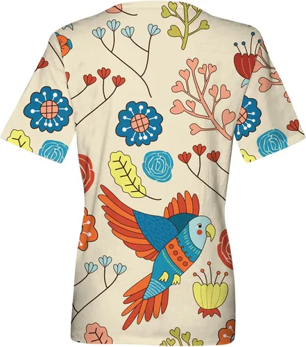 Vista 4 de Camiseta de manga corta para mujer, transpirable, con estampado floral, con temperamento, elástica, cuello en V