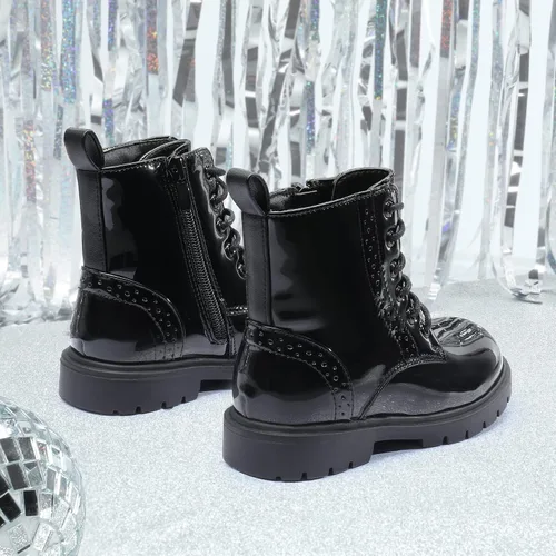 Vista 4 de DREAM PAIRS Botines de combate con cremallera lateral para niños y niñas (niños pequeños)