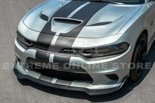 Vista 3 de Repuesto para Dodge Charger 2015 SRT Style 3 piezas parachoques delantero inferior divisor de labio (plástico ABS - negro plano)