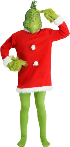 Vista 5 de Dr. Seuss The Grinch - Disfraz de Santa con máscara completa para adultos (hombre adulto SM 36-40)