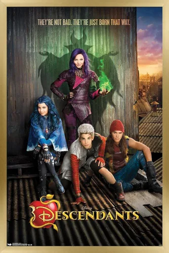 Vista 15 de Disney Descendants - Póster de pared de Key Art, 22.4 pulgadas de largo x 14.7 pulgadas de ancho, versión enmarcada de madera de granero