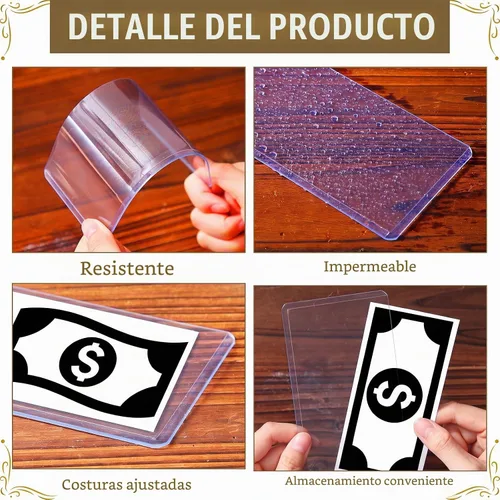 Vista 4 de Soporte para billetes de dólar, PVC transparente, 6.9 x 2.95 pulgadas, azul