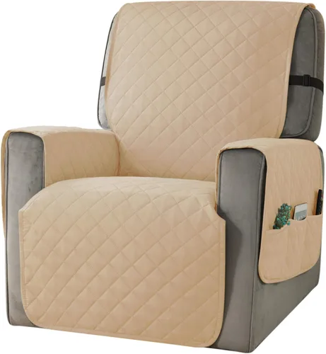 Vista 15 de Ouka - Funda reclinable para perros, de ancho de asiento de 63,5 cm, protector de sofá de tela reversible con correas elásticas, funda de sillón Gris