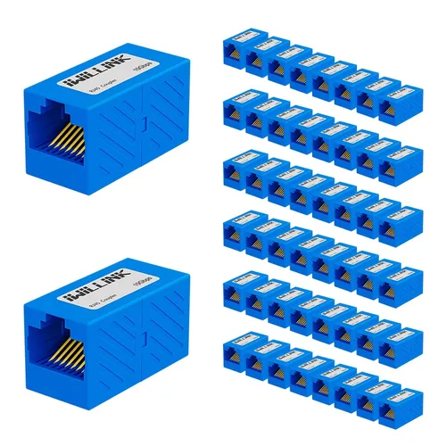 Vista 13 de iwillink Conector Ethernet RJ45, hembra a hembra, paquete de 5, color negro