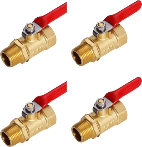 Vista 9 de Litorange 2 piezas de latón sin plomo Mini válvula de bola interruptor de apagado 1/4 "NPT macho x 1/4 pulgadas NPT hembra accesorios de tubería