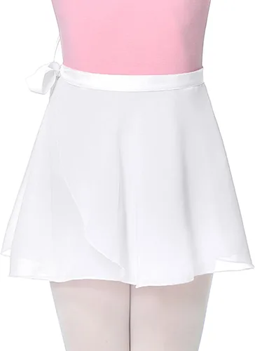 Vista 2 de Zando Faldas cruzadas de ballet para niños, ropa de baile fluida, falda de gasa para adolescentes, falda transparente para niñas y mujeres