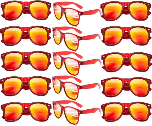 Vista 13 de Gafas de sol clásicas para hombre, paquete de 15 unidades, espejo colorido Negro Espejo