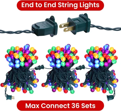 Vista 6 de Cadena de luces de Navidad al aire libre de 19 pies con 70 LED, luces de árbol de Navidad tipo globo con bombillas de cristal perlado, certificadas