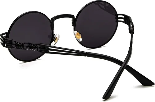Vista 3 de Kyiduo Retro Round Steampunk Gafas de sol marco de metal para mujeres y hombres