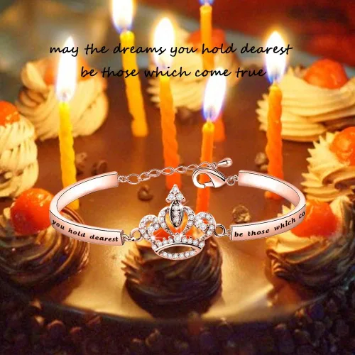 Vista 5 de LQRI Regalo de quinceañera Sweet 15 Gift Princess Crown Bracelet May the Dreams You Hold Dearest Be Those 15th Birthday Gift