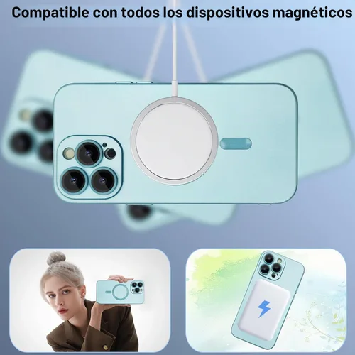 Vista 2 de ankofave Funda magnética para iPhone 13 Pro Max para mujer, diseño lujoso mate de aspecto metálico suave con protector de lente de cámara Azul