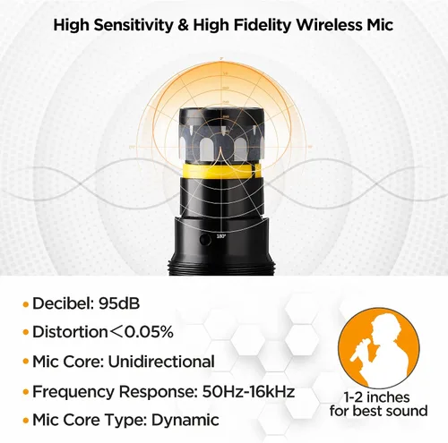 Vista 8 de Bietrun - Sistema de micrófono inalámbrico XLR, rango de 165 pies, micrófono de mano dinámico de metal dual UHF profesional inalámbrico con cable