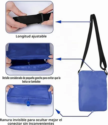 Vista 5 de Soporte para bolsa de drenaje de orina con cierre de seguridad interior, adecuado para caminante de transporte Soulder y silla de ruedas, discreto