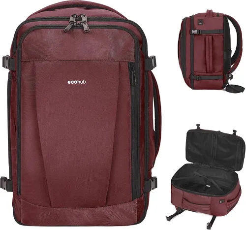 Vista 19 de ECOHUB United Airlines - Mochila de viaje pequeña de 17 pulgadas, bolsa de artículos personales de 16.7 x 10 x 8 pulgadas con 13 bolsillos con Negro