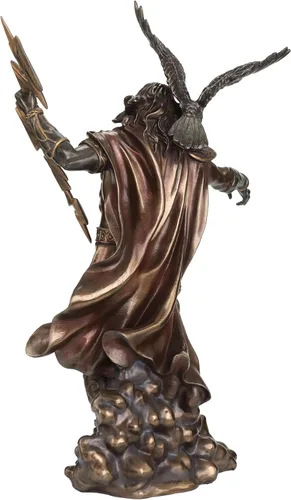 Vista 4 de 19 3/4 pulgadas Zeus griego dios del trueno águila empuñando rayo de resina fundida en frío Estatua de acabado de bronce
