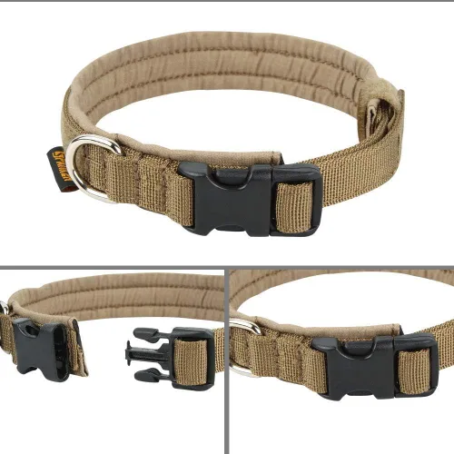 Vista 4 de Collar de perro de tamaño XS para cachorros, correa elástica ajustable de nailon para perro, correa táctica para perros con asa