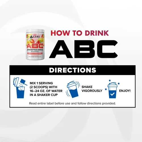Vista 6 de Core Nutritionals Platinum ABC Advanced Intra-Workout BCAA Suplemento con 0.09 oz de glutamina, beta alanina, malato de citrulina, 20 porciones