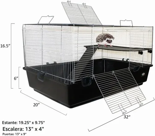 Vista 2 de Exotic Nutrition Hedgehog Home & Starter Package - Incluye jaula duradera, rueda de ejercicio, comida saludable, golosina natural, multivitaminas