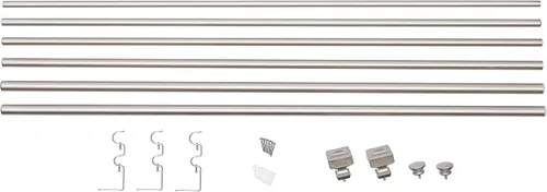 Vista 5 de Amazon Basics - Barra de cortina doble de 1 pulgada para ventanas con remates cuadrados, longitud ajustable, 72 a 144 pulgadas, acabado de níquel