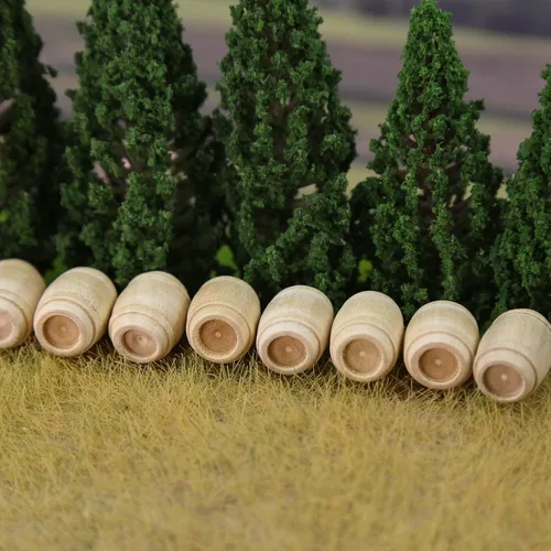 Vista 5 de MT001 50pcs modelo ferroviario 1:87 barril de vino de madera HO OO escala barril cubo (0.594 in)