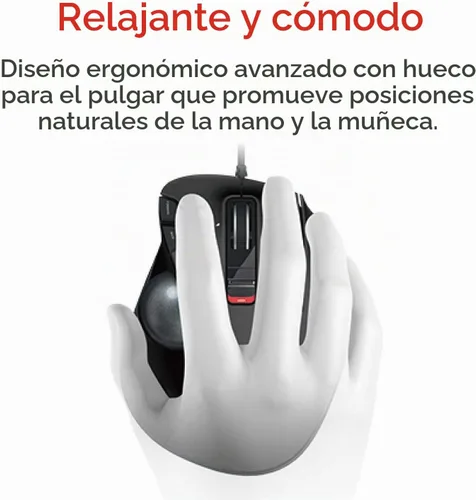 Vista 3 de ELECOM EX-G - Ratón de trackball con cable, ergonómico, control de pulgar, bola de rodillo de seguimiento suave, 6 botones programables, mouse