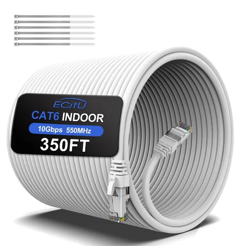 Vista 9 de Cable Ethernet Cat6 de 30 pies, cable de conexión Cat 6, cable de Internet Cat6, cable de red UTP, para interiores y exteriores, PoE, 24AWG CCA