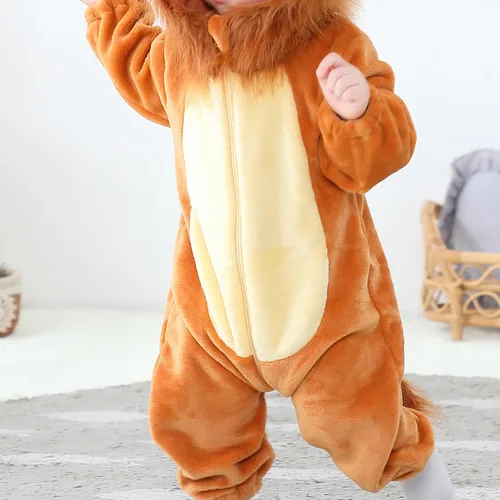 Vista 5 de Conjunto de disfraz de animal de forro polar para bebé niño y niña, overol de animales, sombrero y zapatos, disfraz de Halloween, cosplay, trajes
