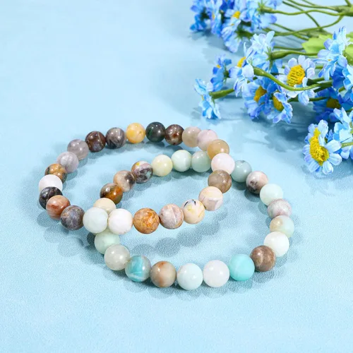 Vista 7 de Bivei - Pulsera elástica con cuentas redondas de cristales curativos de Reiki semipreciosos hecha a mano de 0315pulgadas 8 mm