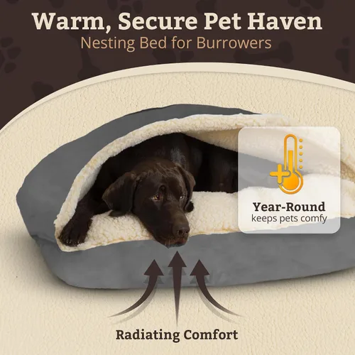 Vista 5 de Snoozer Pet Products Cama de lujo para perros estilo cueva rectangular con microserraje, pequeña, antracita