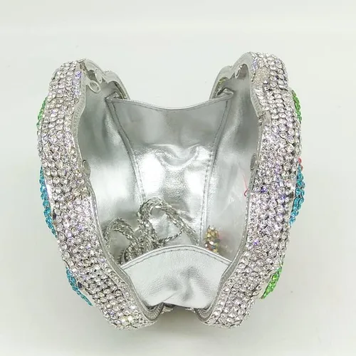 Vista 7 de Boutique De FGG Rose Flower Crystal Clutch Mujeres Bolsos de Noche Formal Fiesta Rhinestone Bolso Boda Novia