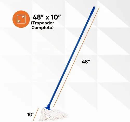Vista 2 de Superio Trapeador de hilo de algodón para limpieza de pisos de madera dura para el hogar, cocina, baño, limpieza de oficina, azul resistente
