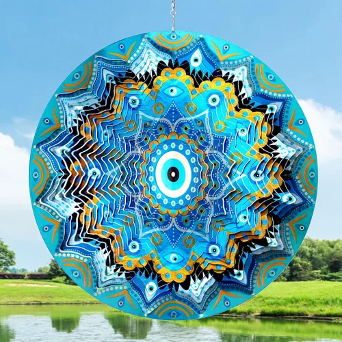 Vista 18 de Aoedelyart Molinillo de viento con mandala, oro intenso, de acero inoxidable de 12 pulgadas, para exteriores, regalo de jardín para mujeres, mamá