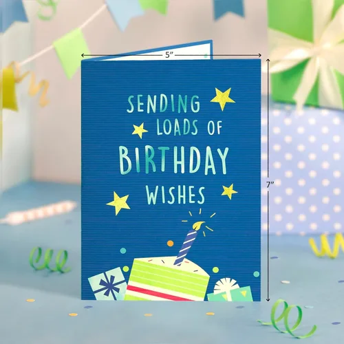 Vista 2 de POPWOW Tarjeta desplegable de cumpleaños, auto azul, escarabajo, Volkswagen, regalos, globos, tarjeta de felicitación 3D, regalo ideal para hijo
