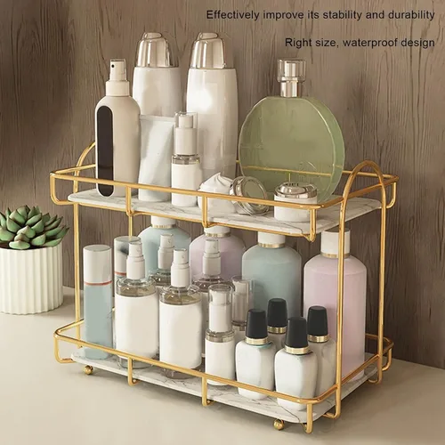 Vista 3 de Organizador debajo del fregadero, organizador de baño, estante de almacenamiento de cosméticos de gran capacidad de 2 niveles, estante