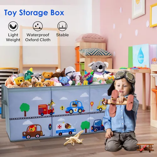 Vista 2 de decalsweet Caja de juguetes para niños, caja de almacenamiento de juguetes Oxford plegable con asas para niños, organizador de juguetes extra grande