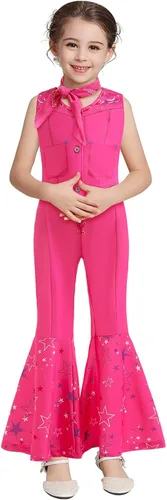 Vista 2 de 3Pcs Pink Cowboy Costume Girls Toddler Movie Doll Costume Set Halloween Cosplay 3-11Years