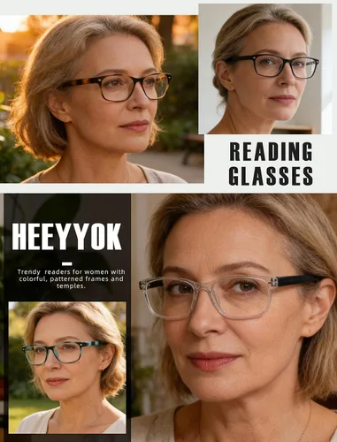 Vista 2 de HEEYYOK Readers For Wome Reading Glasses Womem For Small Face Square Cheaters Reading Glasses Womens Lightweight 4-Pack
