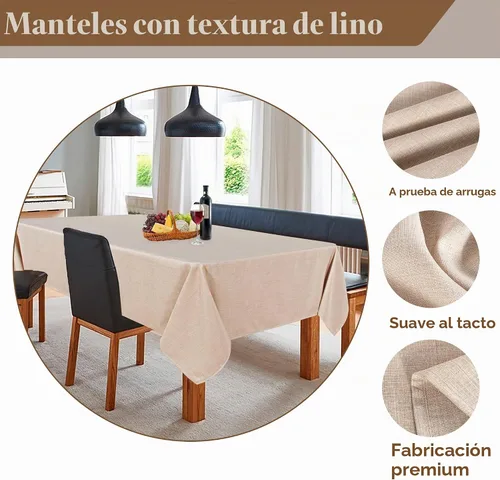 Vista 3 de Fitable - Mantel cuadrado de lino sintético resistente a las arrugas, tela neutral, para mesa de interior o exterior, para cocina o comedor