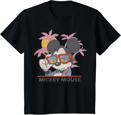 Vista 30 de Disney Mickey and Friends Mickey Mouse Tropical Retrato Camiseta S Negro