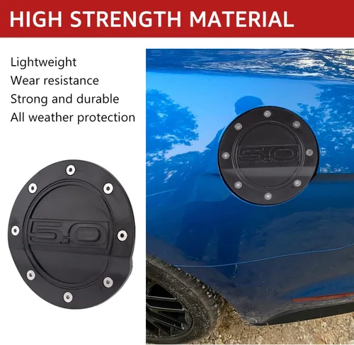 Vista 3 de HAKA TOUGH Cubierta de puerta de llenado de combustible de gas para Ford Mustang GT 2015, 2016, 2017, 2018, 2019, 2020, cubierta de tapa de tanque