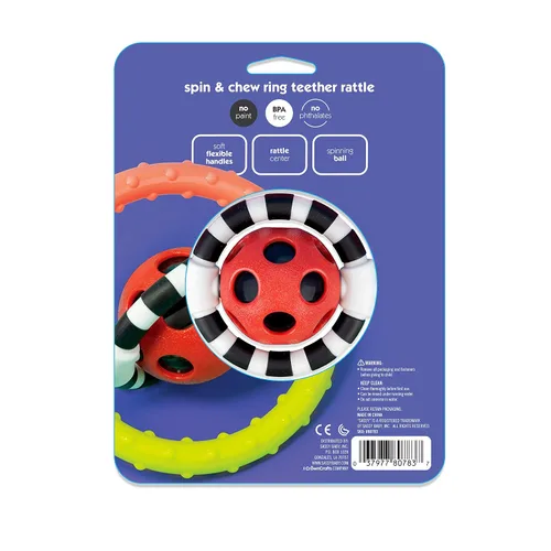 Vista 8 de Sassy Anillo flexible giratorio y masticable con giradores de doble acción, para mayores de 0 meses