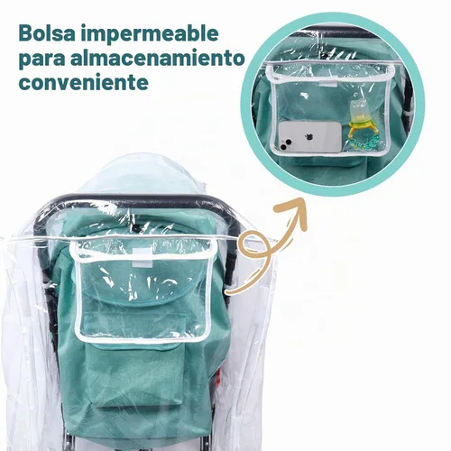 Vista 4 de Funda de lluvia doble para cochecito, protector impermeable para cochecito doble en tándem, funda de cochecito gemelos para lluvia, viento, nieve