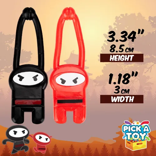 Vista 5 de PICK A TOY Juguetes ninja para niños y niñas, suministros de recuerdos de fiesta, ninjas voladores elásticos, 12 piezas, juguetes de tirachinas