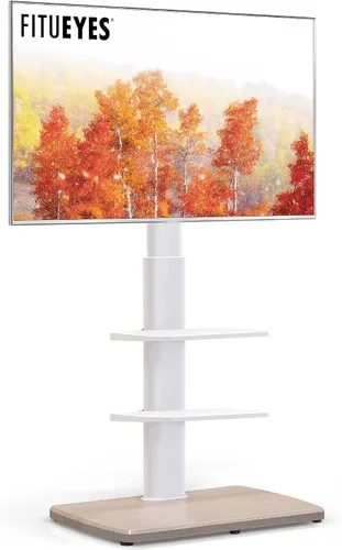 Vista 9 de FITUEYES Soporte de suelo de TV para sala de estar, dormitorio, soportes de TV altos con base de madera resistente para televisores de 32, 39, 40
