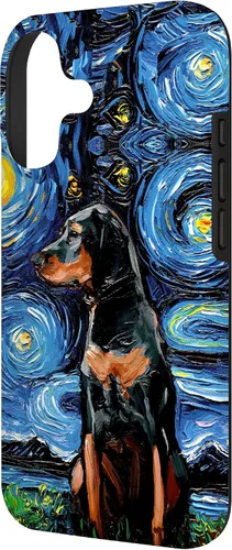 Vista 2 de Black and Tan Coonhound Starry Night Art – Dog Lover Gift Case for iPhone 17