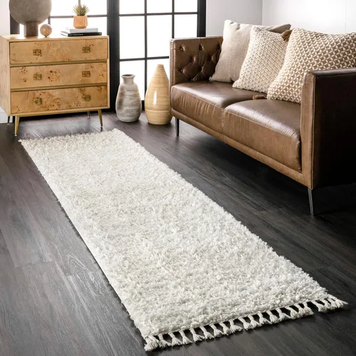 Vista 17 de NULOOM Neva Alfombra de Área Shag Moderna con Borlas, 8' Cuadrada, Beige Neva Beige