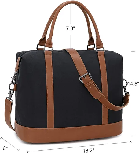 Vista 7 de CAMTOP- Bolso de viaje para mujer, de lona, para equipaje de mano, negro, (Black -1)), 6050