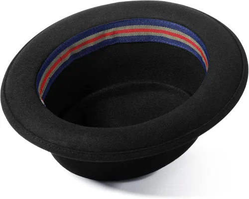 Vista 4 de Pork Pie Hats for MenWomen, 100% Wool Felt Hat Stout Porkpie Breaking Bad Hat Flat Top Fedora Hats Boater Derby Crushable
