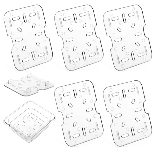Vista 9 de Zubebe 6 piezas de estante de drenaje de plástico para tamaño bandeja de alimentos transparente rejilla de plástico acrílico bandejas de drenaje